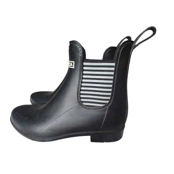 Nautica Rain Ankle Size 7 Slip On Waterproof Women's Black White Rubber Boot - Picture 2 of 7